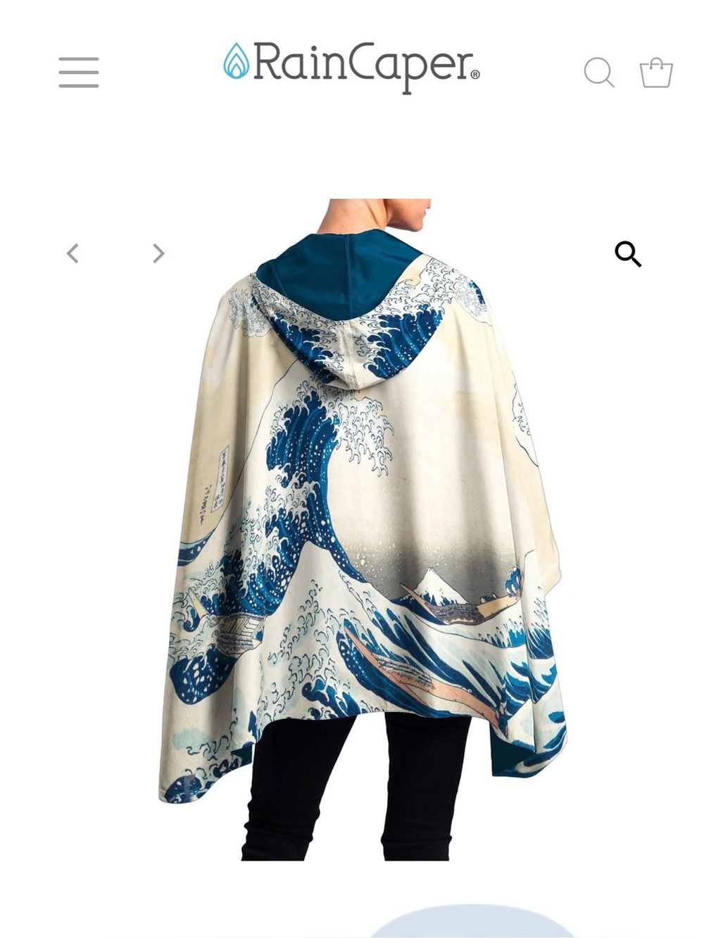 Hokusai The Great Wave reversible cape poncho